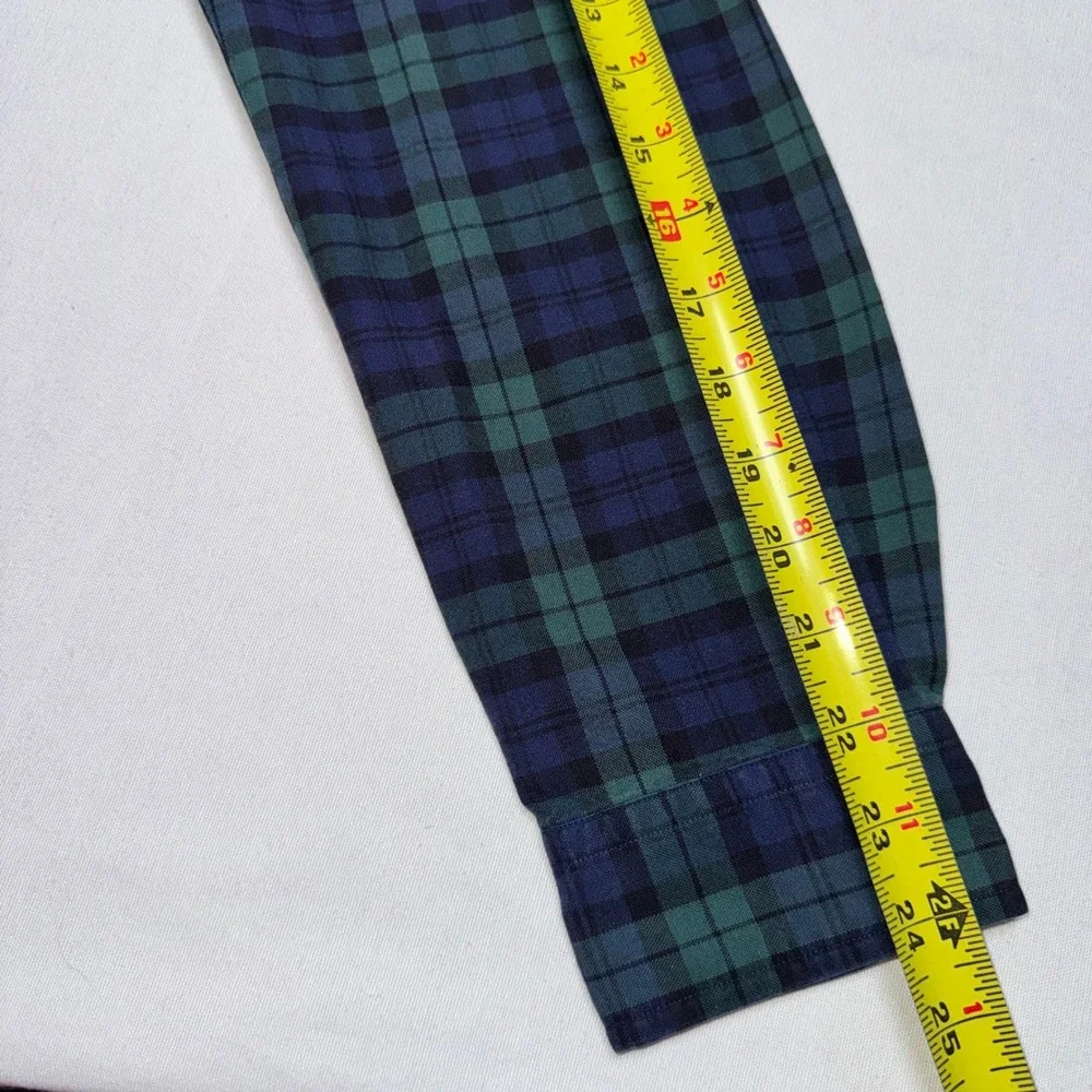 Ralph Lauren Mens Plaid Button Down Dress Shirt Green Blue Long Sleeve Pony Med